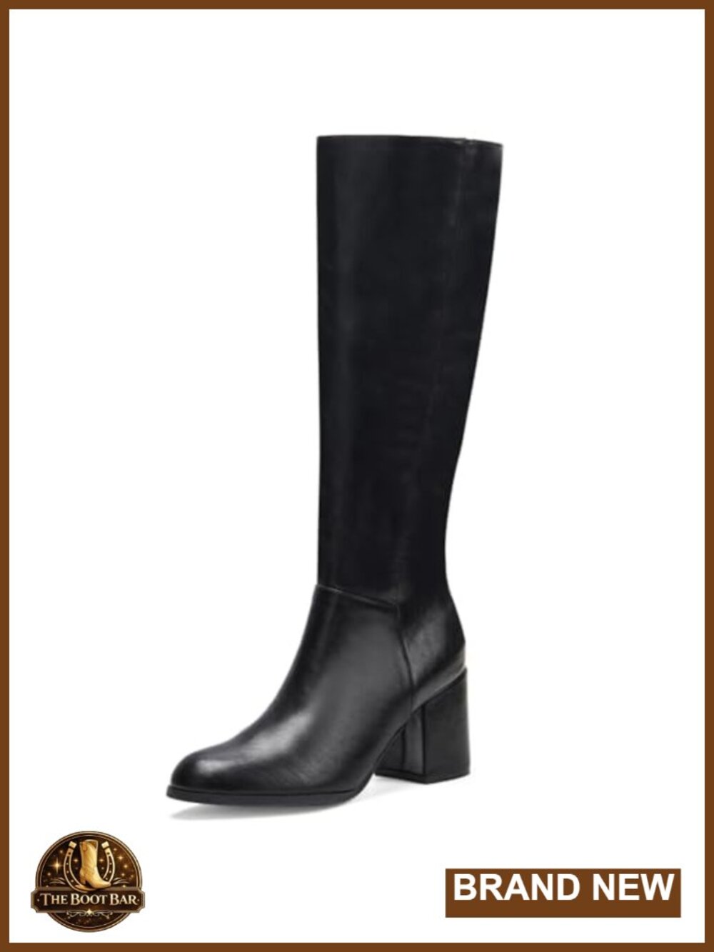 Knee High Stretch Boots for Women, Round Toe Low Block Heel Zip Tall Boots